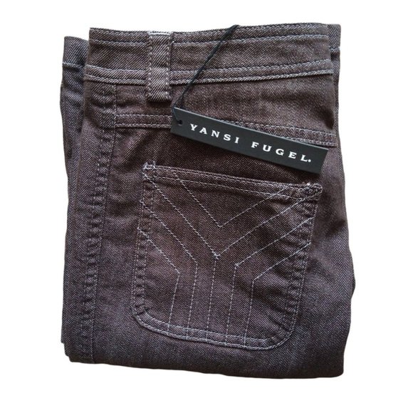 Yansi Fugel Brown Crossdyed Denim Jeans Italian Straight Fit Stretch Womens Sz 4 - Picture 1 of 8